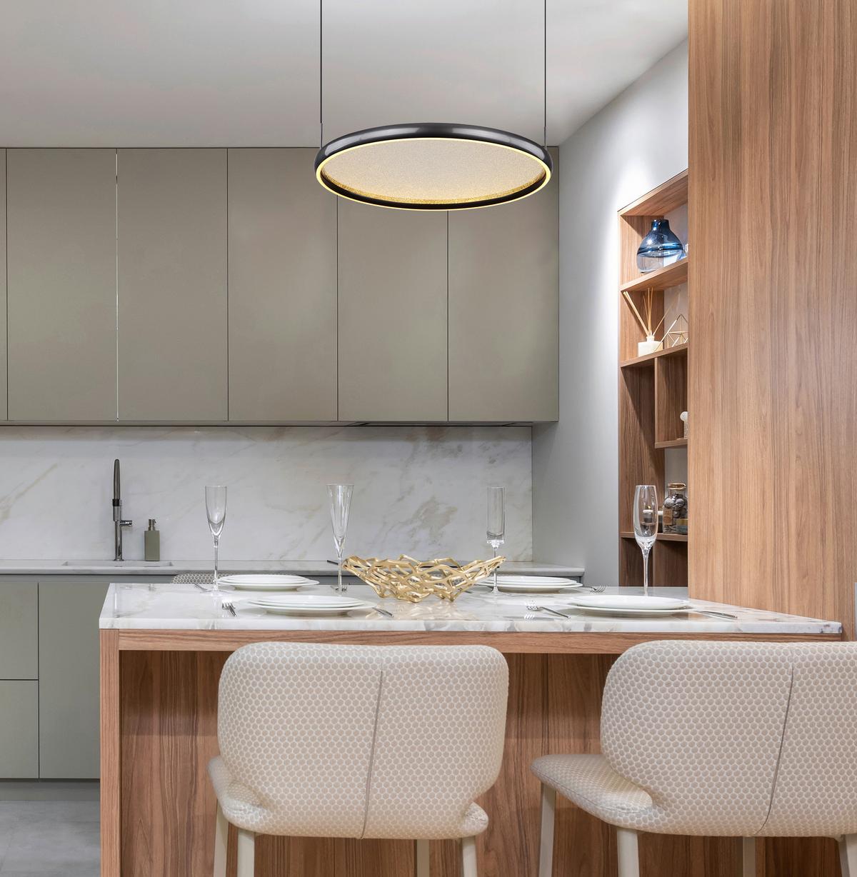 Led Függőlámpa 67186-36 - fekete/fehér, Design, műanyag/fém (63/60/150cm) - Globo