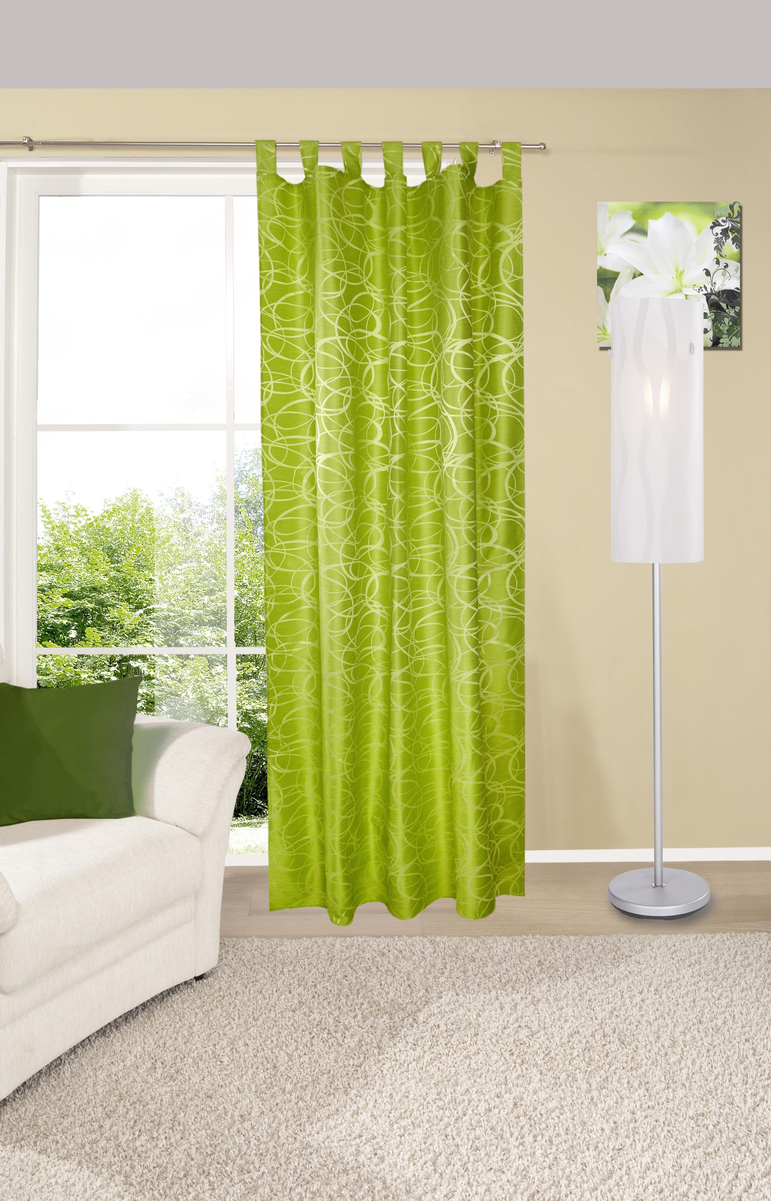 Vorhang Mit Schlaufen Und Band Linda 140x255 Cm Grün - Grün, KONVENTIONELL, Textil (140/255cm) - Ondega