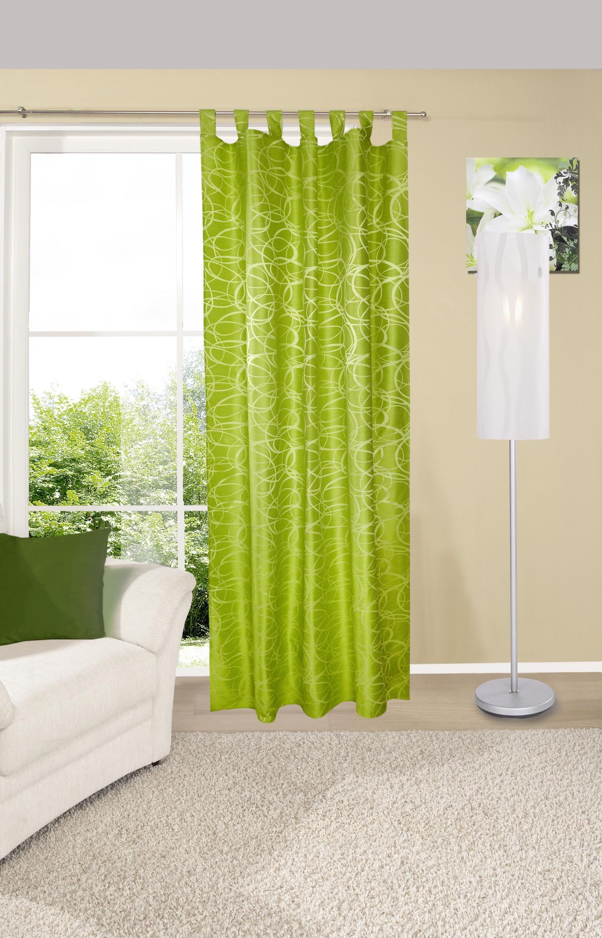 Vorhang mit Schlaufen und Band Linda 140x255 cm Grün - Grün, KONVENTIONELL, Textil (140/255cm) - Ondega