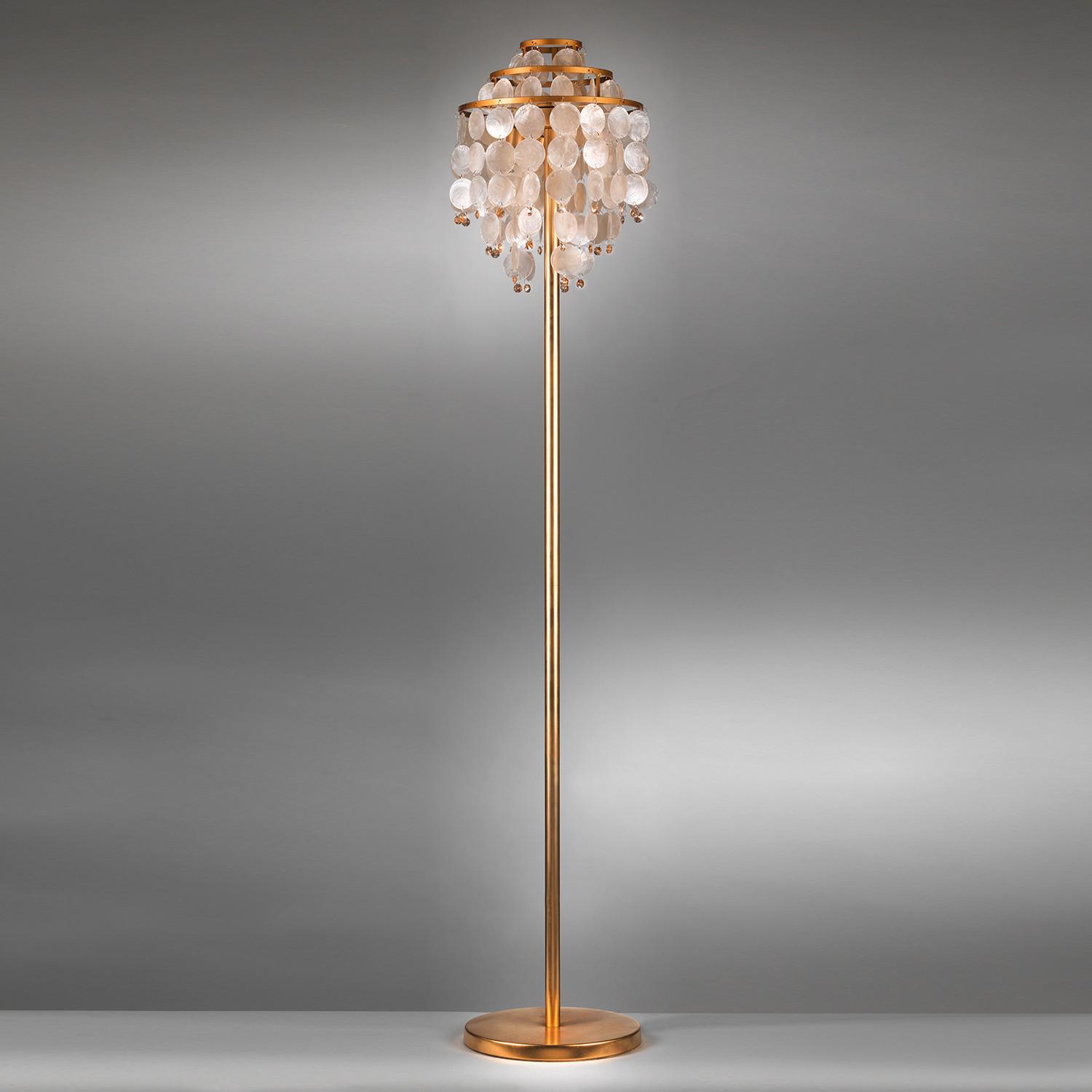 Stehleuchte Goldfarben Beige L: 30 cm - Beige/Goldfarben, KONVENTIONELL, Naturmaterialien/Kunststoff (30/30/167cm)