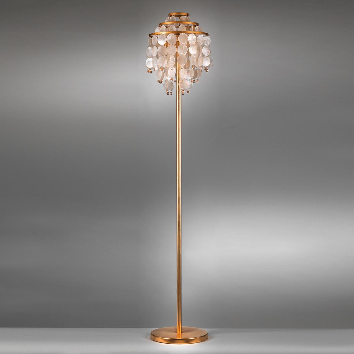 Stehleuchte Goldfarben Beige L: 30 cm - Beige/Goldfarben, KONVENTIONELL, Naturmaterialien/Kunststoff (30/30/167cm)