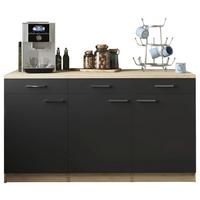 Küchenunterschrank Merle Schwarz, Eiche Dekor B: 150 cm - Eichefarben/Schwarz, Basics, Holzwerkstoff (150/85/60cm) - Respekta