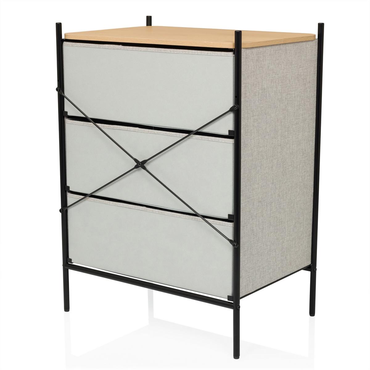 Kommode Stuvar Taupe B: 58 Cm - Taupe/Hellbraun, MODERN, Holzwerkstoff/Textil (58/79/39cm) - MID.YOU