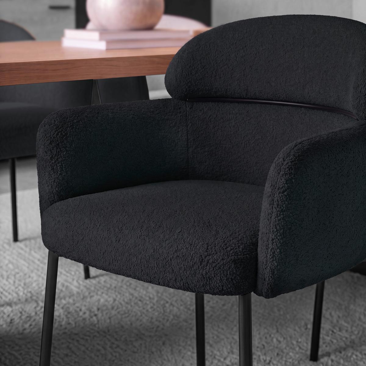 Židle s područkami Chloe, černé, čalouněné - černá, Moderní, kov/textil (62/79/59,5cm) - Bessagi Home