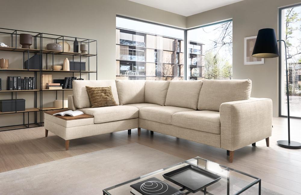 Ecksofa Alika Silberfarben S: 204x260 cm - Eschefarben/Silberfarben, MODERN, Textil (204/260cm) - Trendmanufaktur