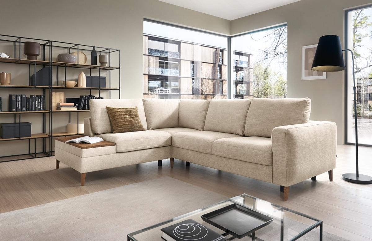 Ecksofa Alika Silberfarben S: 204x260 cm - Eschefarben/Silberfarben, MODERN, Textil (204/260cm) - Trendmanufaktur