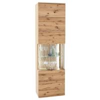 Vitrine Santori B: 60 cm teilmassiv Eichefarben - Eichefarben/Schwarz, Design, Glas/Holz (60/208/37cm) - Livetastic