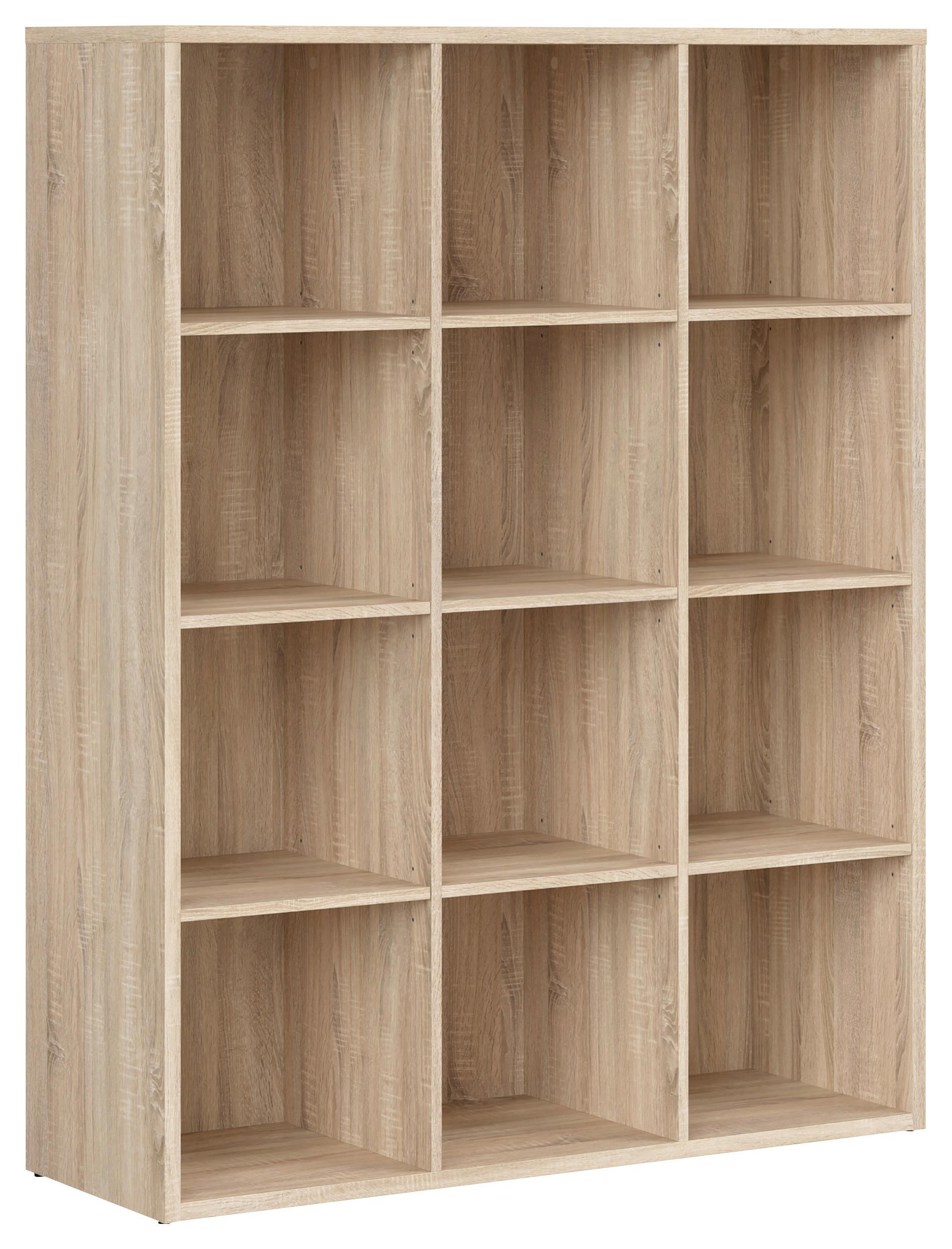 Regal Nepo Plus Bookshelf - Schwarz/Sonoma Eiche, Design, Holzwerkstoff (114/146,5/38,5cm)