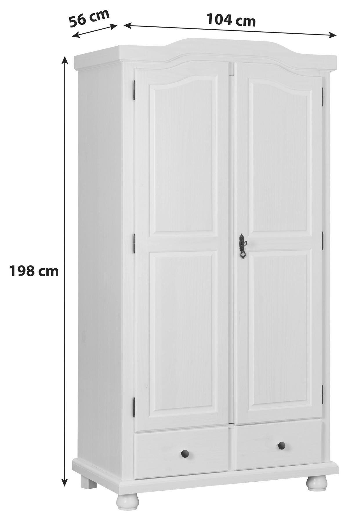 Nyílóajtós Szekrény Reutte 104/198 Cm - fehér, Konventionell, fa (104/198/56cm) - Livetastic