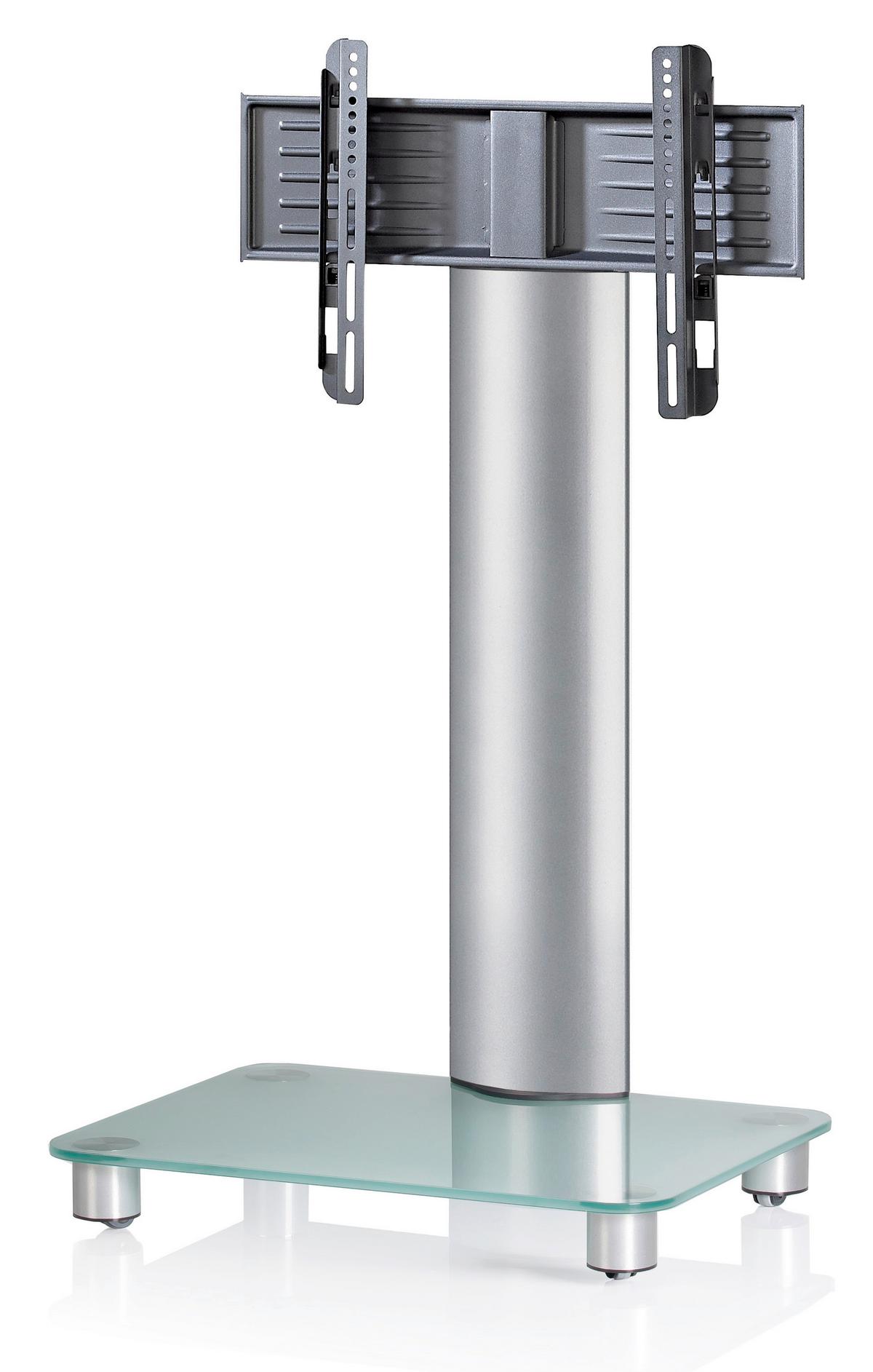 Tv-rack Bis 37" Schwenkbar Mit Rollen Bilano Max. 30 Kg - Silberfarben, KONVENTIONELL, Glas/Metall (60/100/44cm) - MID.YOU