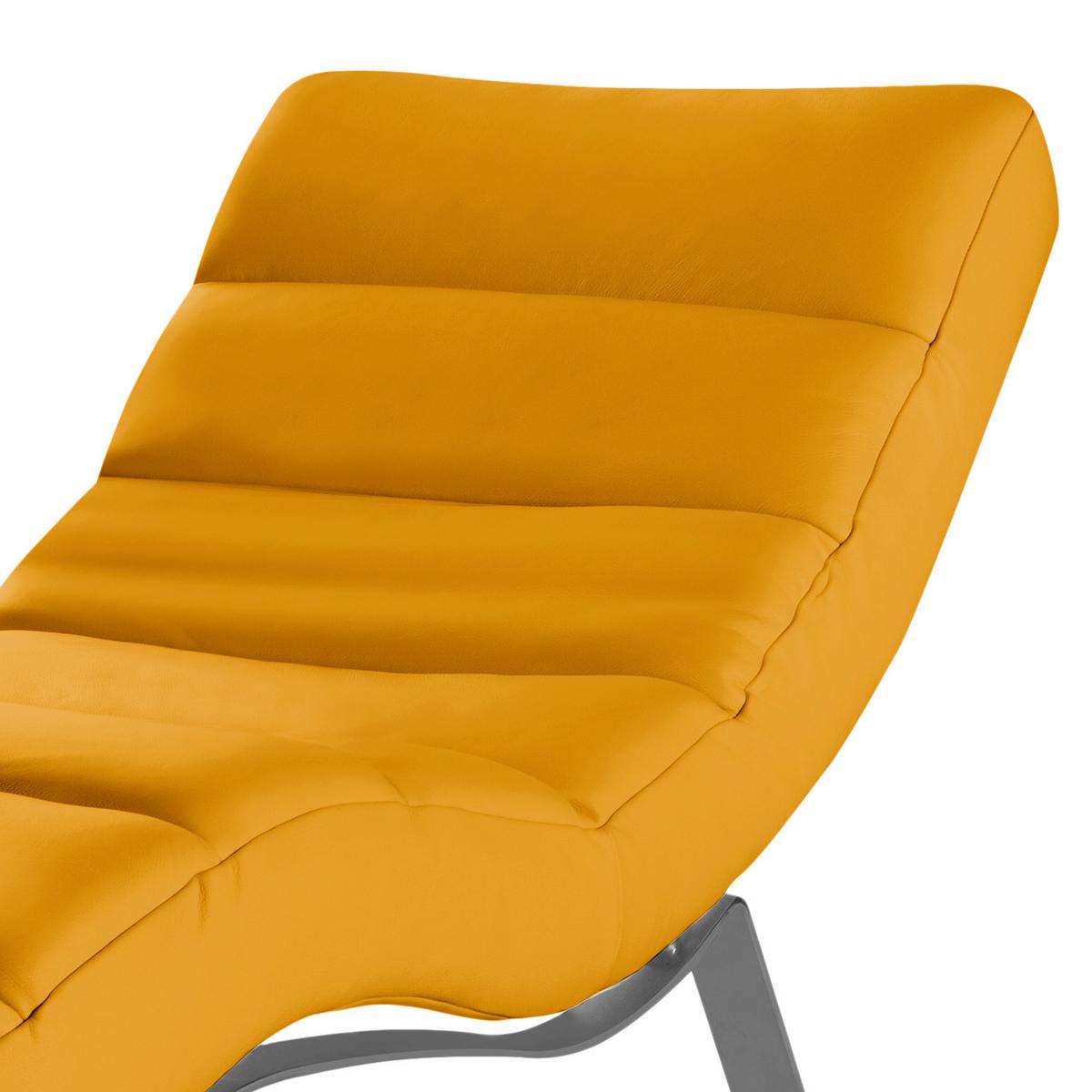 Relaxliege Swing Silver Currygelb B: 65 cm - Currygelb/Silberfarben, Design, Leder (65/65-95/171cm) - Livetastic
