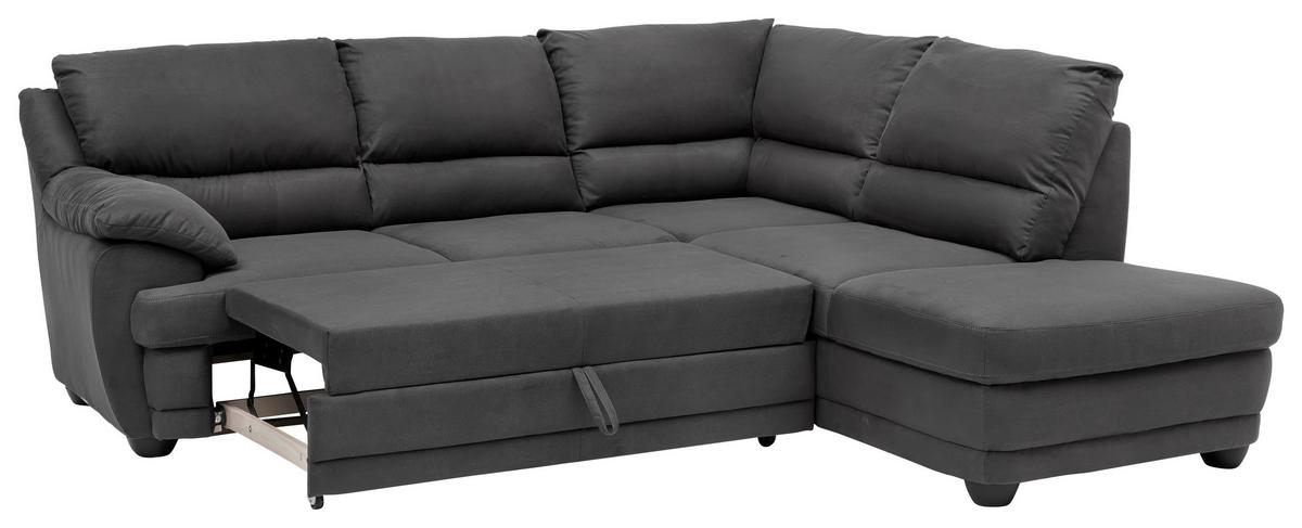 Ecksofa Mit Schlaffunkton Nebolo Anthrazit - Anthrazit/Schwarz, Design, Textil (245/225cm) - Livetastic