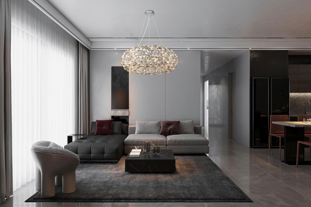 Kristal-Hängeleuchte Hangina Metall/Kunststoff/Glas - Klar/Chromfarben, LIFESTYLE, Glas/Kunststoff (80/150cm) - Globo