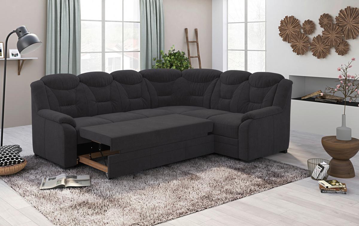 Rohová sedačka MARCUS, pravá, čierna ženilka - čierna, Basics, textil/plast (263/211cm) - MID.YOU