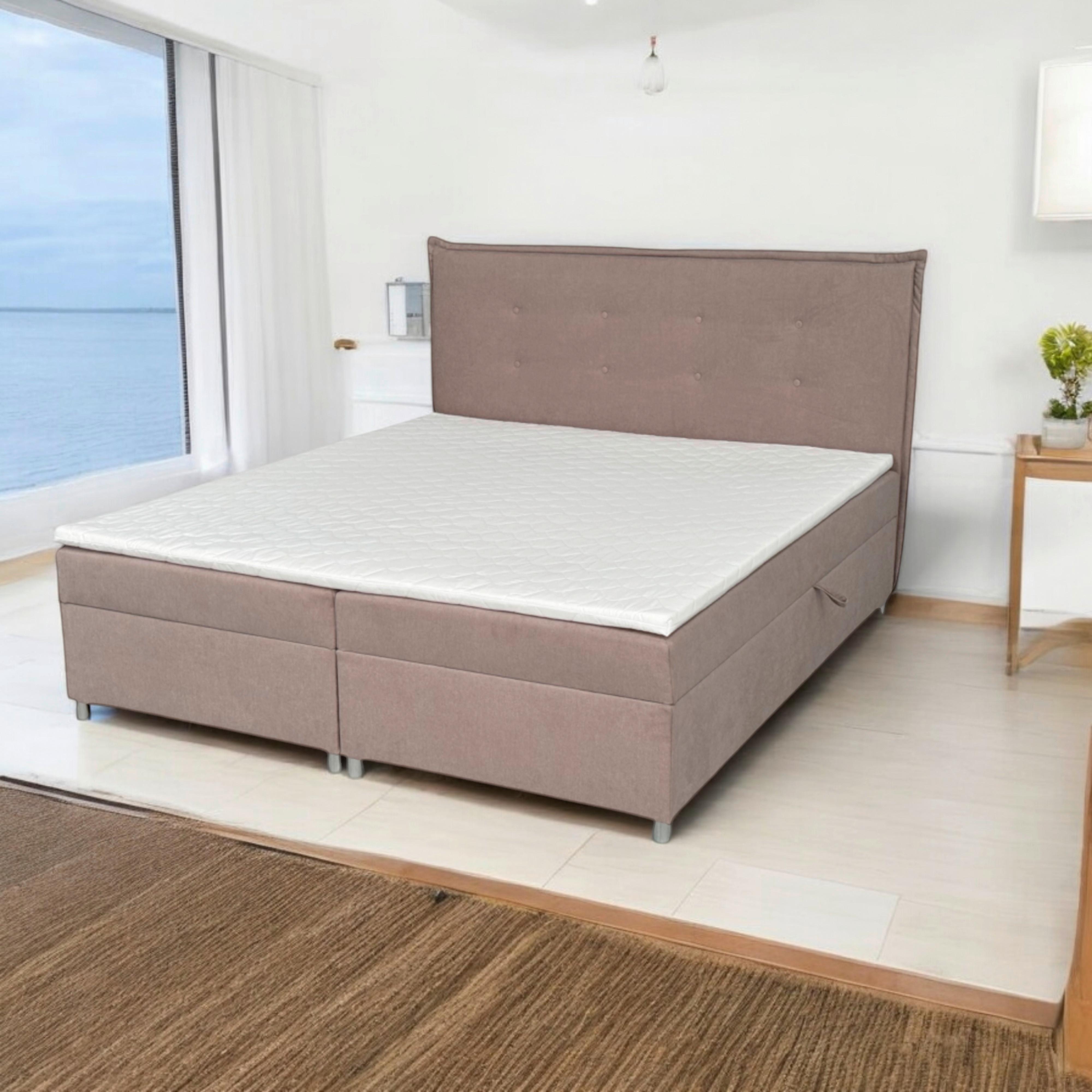 Boxbett Levie 180x200 cm - Silberfarben/Hellgrau, Basics, Textil (180/200cm) - MID.YOU