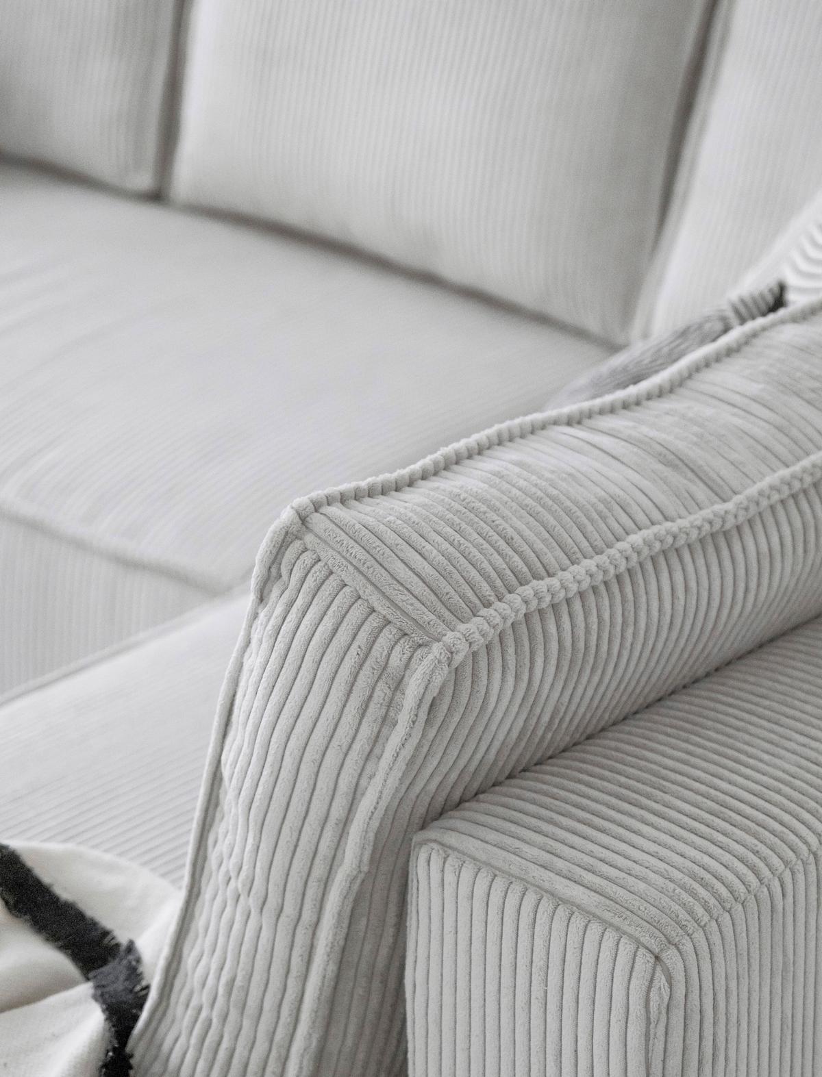 Rohová sedačka OLIVER, béžová, manšestr, pravá - černá/béžová, Design, textil/plast (156/322/194cm) - MID.YOU