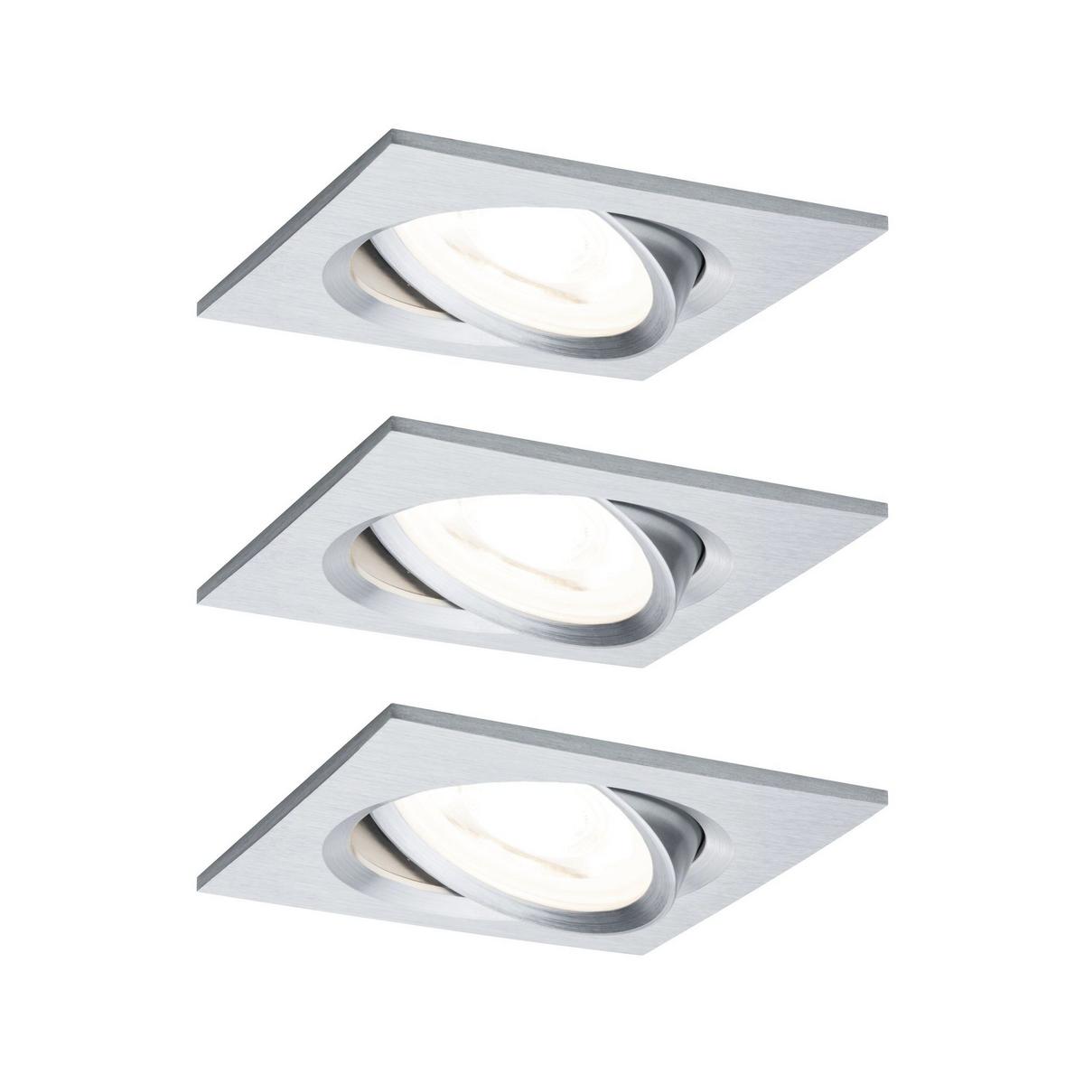 LED-Deckenleuchte 3er-Set L: 8,4 cm, Rechteckig - Alufarben, Basics, Metall (8,4/8,4cm) - Paulmann