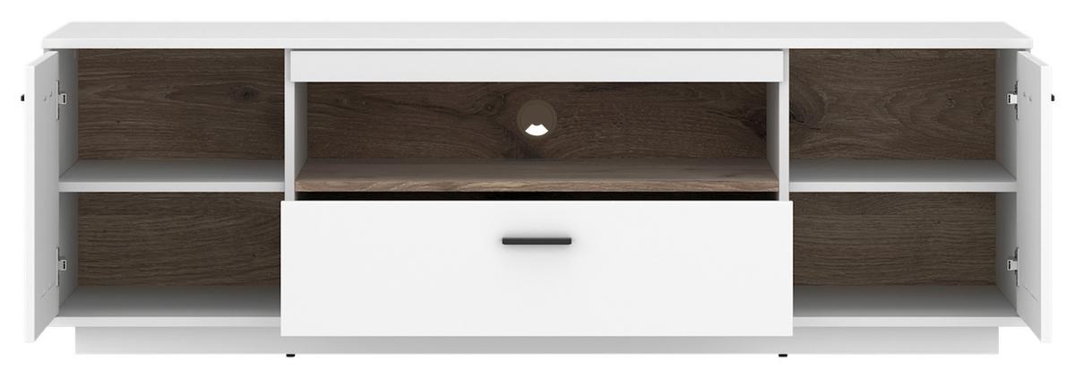 TV-Element Cotia New Weiß/Eichefarben B: 160 cm - Eichefarben/Schwarz, MODERN, Holzwerkstoff (160/51,9/50cm)