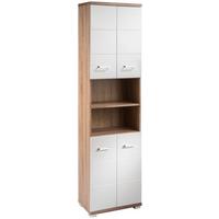 Hochschrank Nebraska06 B: 50 cm Weiß - Chromfarben/Weiß Hochglanz, MODERN, Holzwerkstoff (50/192/31cm) - MID.YOU
