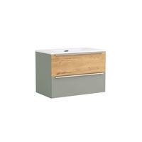 Waschtischkombi Verona Wildeiche/Schilfgrün B: 80cm - Schilfgrün/Wildeiche, Trend, Keramik/Holzwerkstoff (80/54/47cm) - Held