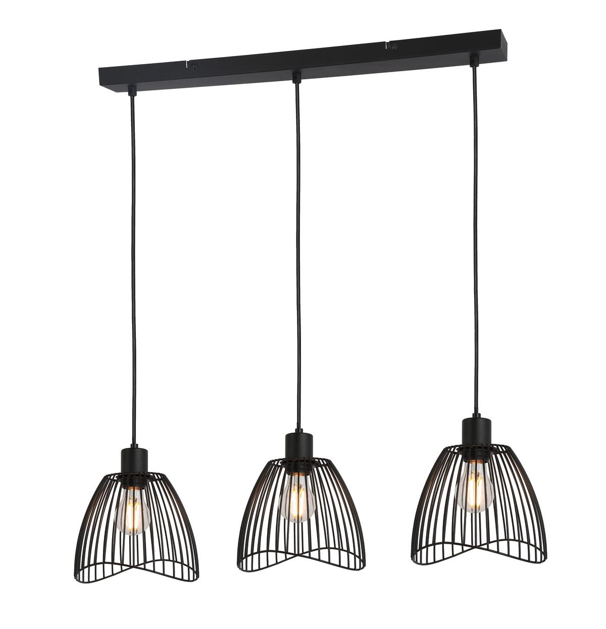 Hängeleuchte Sarina H: 120 Cm 3-Flammig - Schwarz, ROMANTIK / LANDHAUS, Metall (80/20/120cm) - James Wood