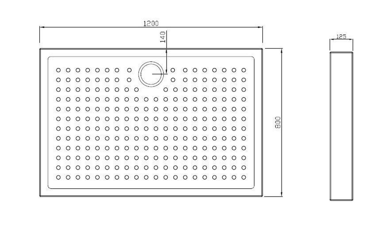 Duschtasse Brausetasse Weiß 80x120x12,5cm - Weiß, KONVENTIONELL, Kunststoff (120/12,5/80cm) - Sanotechnik