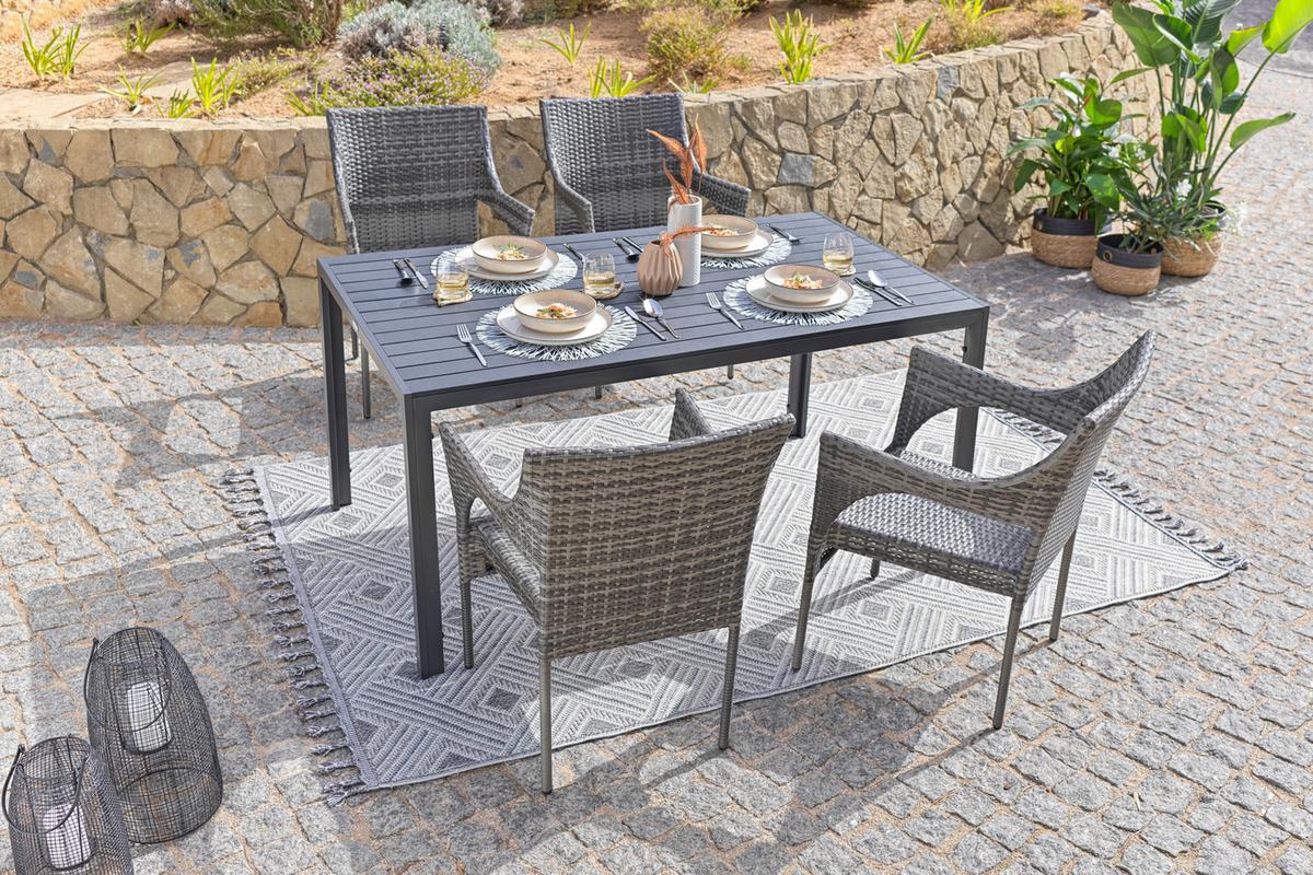 Gartensessel Stapelbar Pia Stall / Kunststoff - Grau, MODERN, Kunststoff/Metall (58/85/65cm) - Beldano