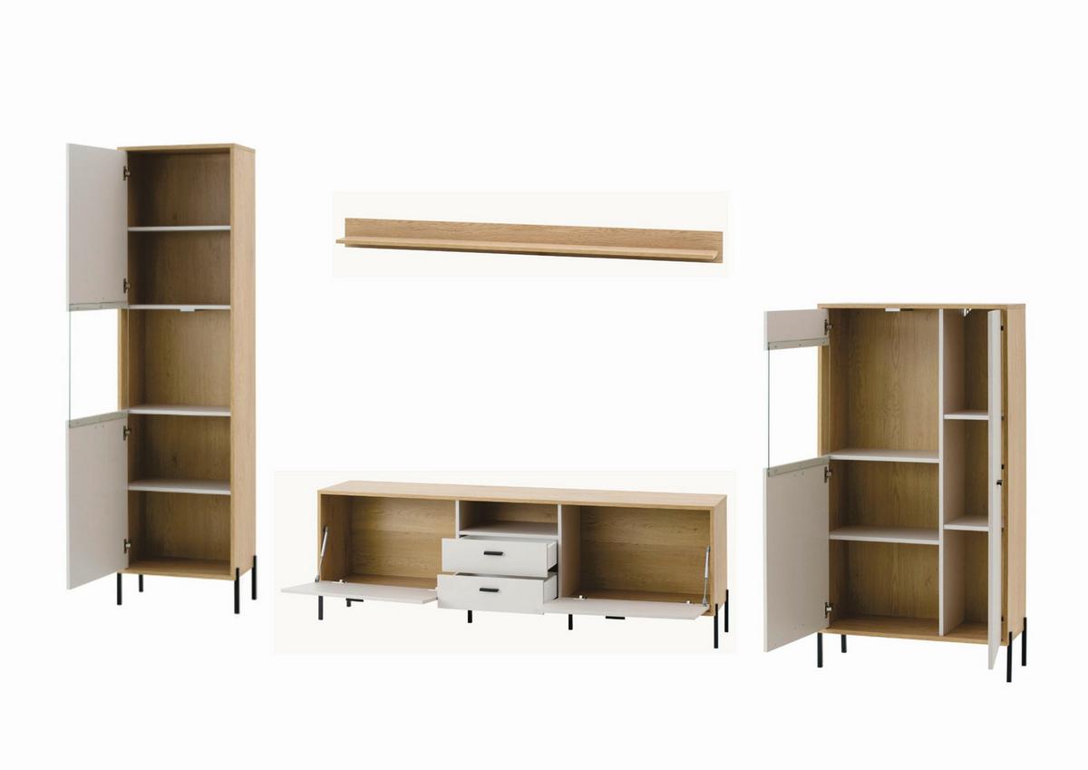 Wohnwand Fredericia Kaschmir/Eichefarben B: 349 cm - Kaschmir/Eichefarben, Design, Holzwerkstoff (349/206/40cm) - MID.YOU
