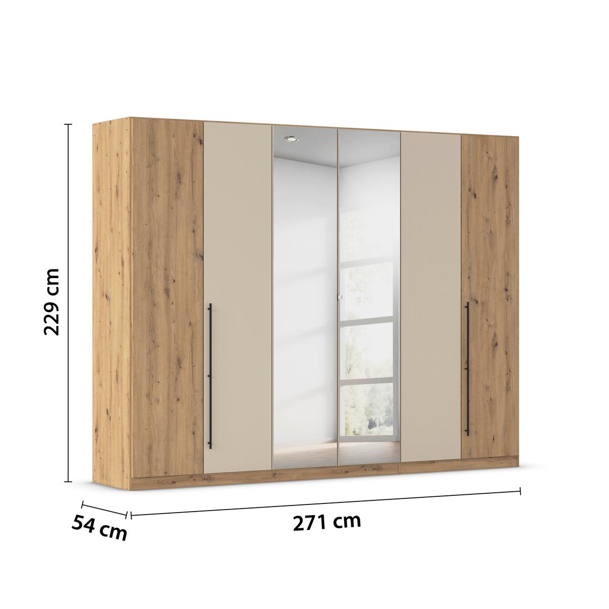 Kleiderschrank Safari B: 271 cm - Champagner/Eiche Artisan, KONVENTIONELL, Holzwerkstoff (271/229/54cm)