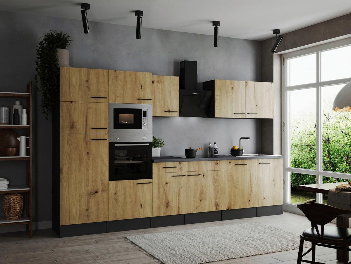 Küchenblock Oliver Artisan Dekor B: 340 cm - Eiche Artisan/Grau, Design, Holzwerkstoff (340cm) - Respekta