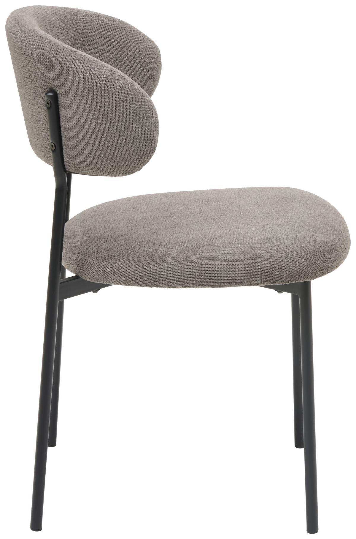 Vierfußstuhl Fenja Webstoff Grau, B: 53 Cm - Schwarz/Grau, KONVENTIONELL, Textil/Metall (53/80/57cm) - MID.YOU
