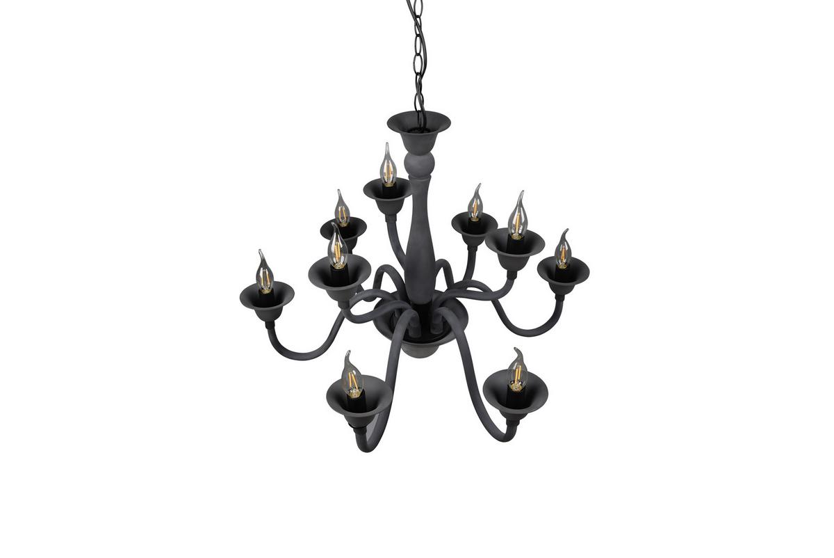 Kronleuchter 112900942 Elsa - Anthrazit, ROMANTIK / LANDHAUS, Kunststoff/Metall (72/150cm) - Trio Leuchten