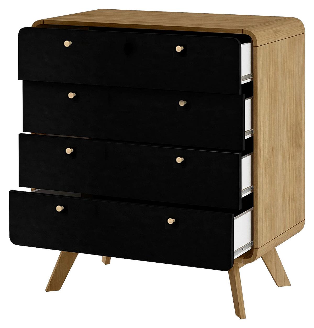 Kommode Cassie Schwarz/Eichefarben 80 cm - Eichefarben/Schwarz, Design, Holzwerkstoff (80/88/39cm) - MID.YOU
