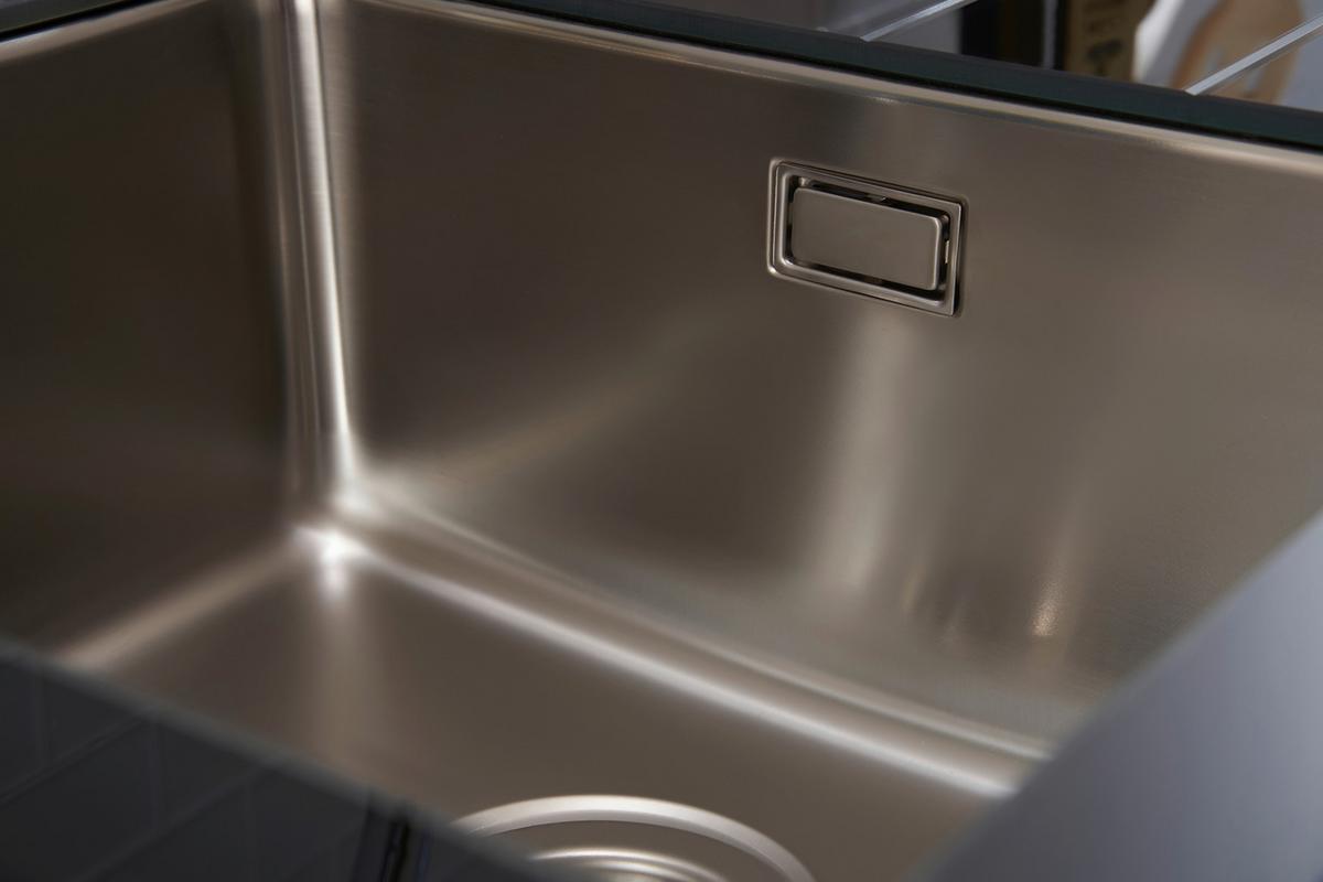 Spüle Respekta Edelstahl Bxt: 86x50 cm - Schwarz, Trend, Glas/Metall (86/21/50cm) - Respekta