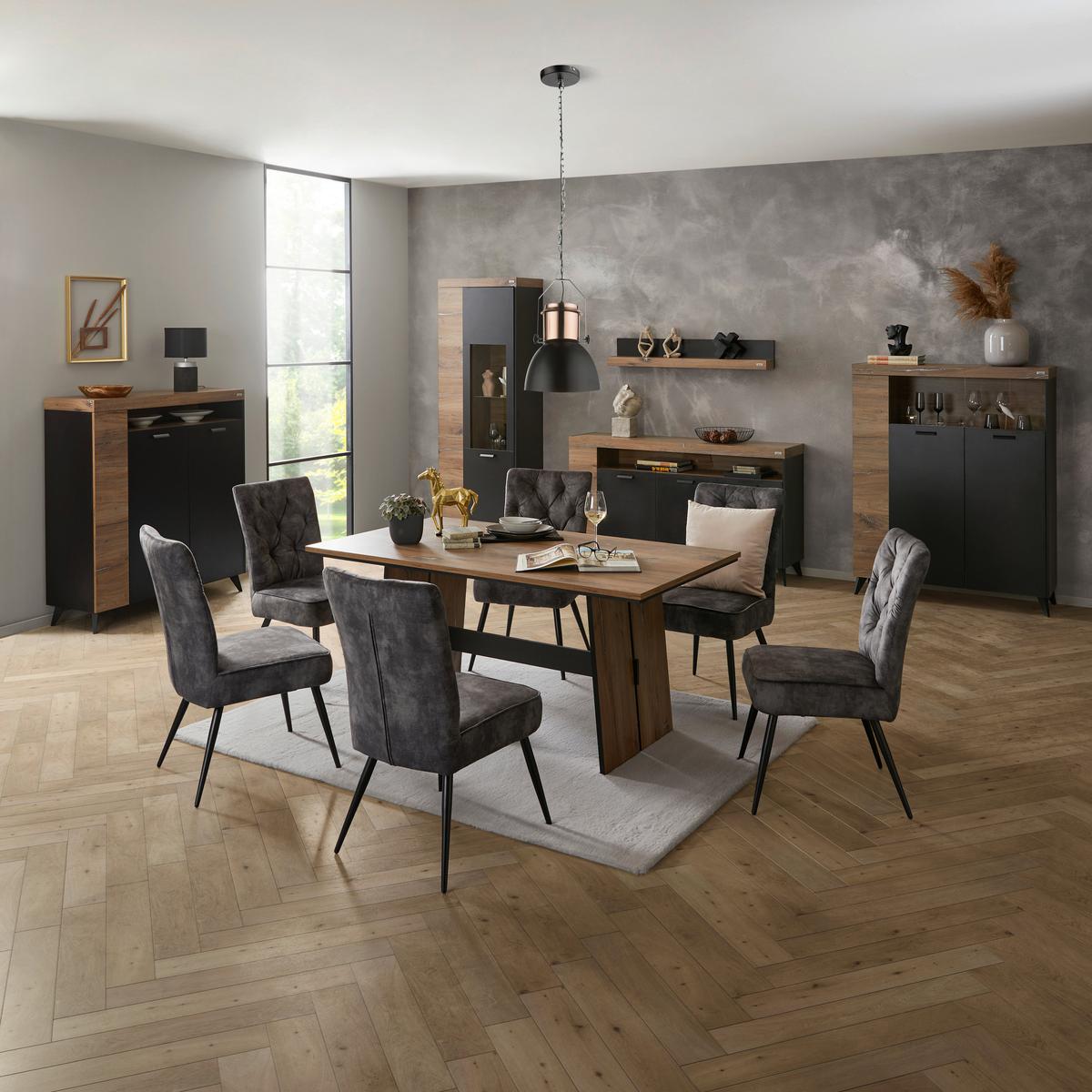 Highboard mit Türdämpfung 115 cm Sunny Hb 3D, Schwarz - Schwarz, MODERN, Holzwerkstoff (115/128,5/40cm) - Luca Bessoni