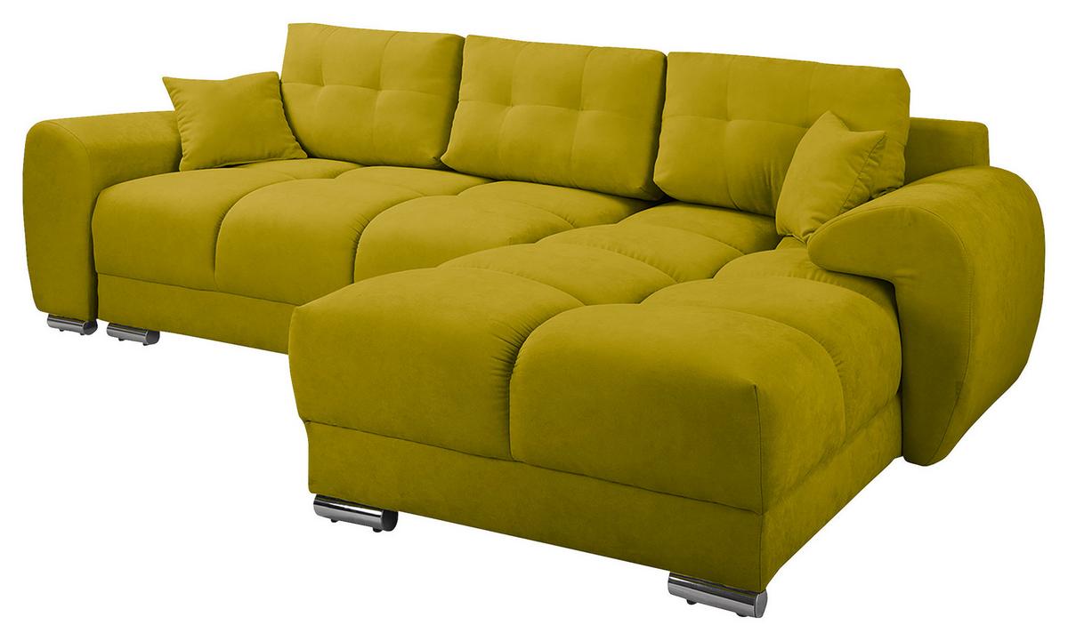 Ecksofa Azzuro Grün S: 256x175 Cm - Silberfarben/Grün, Design, Textil (256/175cm) - Livetastic