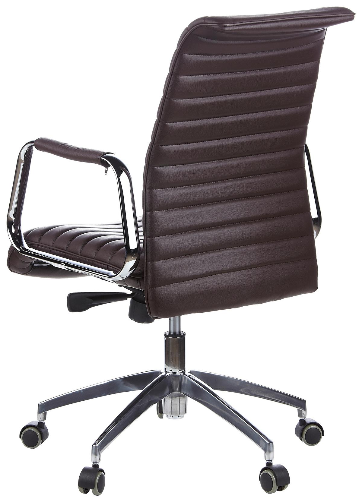 Drehstuhl Aspera 10 Dunkelbraun - Dunkelbraun/Silberfarben, MODERN, Leder/Kunststoff (59/114/50cm) - MID.YOU