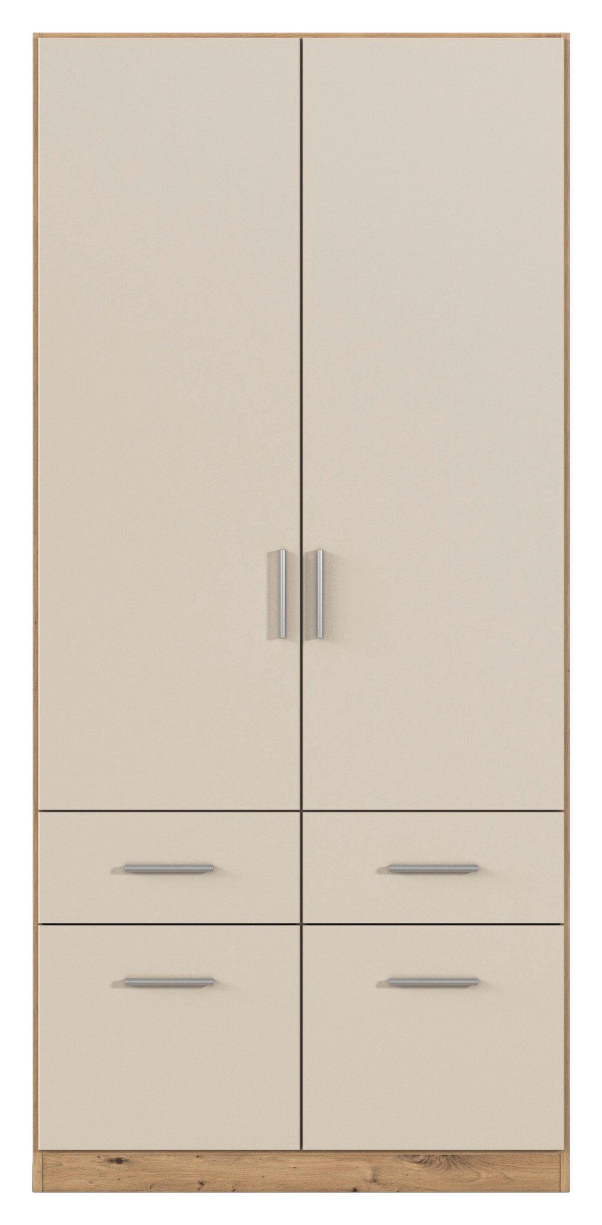 Drehtürenschrank m. Schubladen 91 cm Celle, Champagner/Eiche - Champagner/Eiche Artisan, Trend, Holzwerkstoff (91/210/54cm)