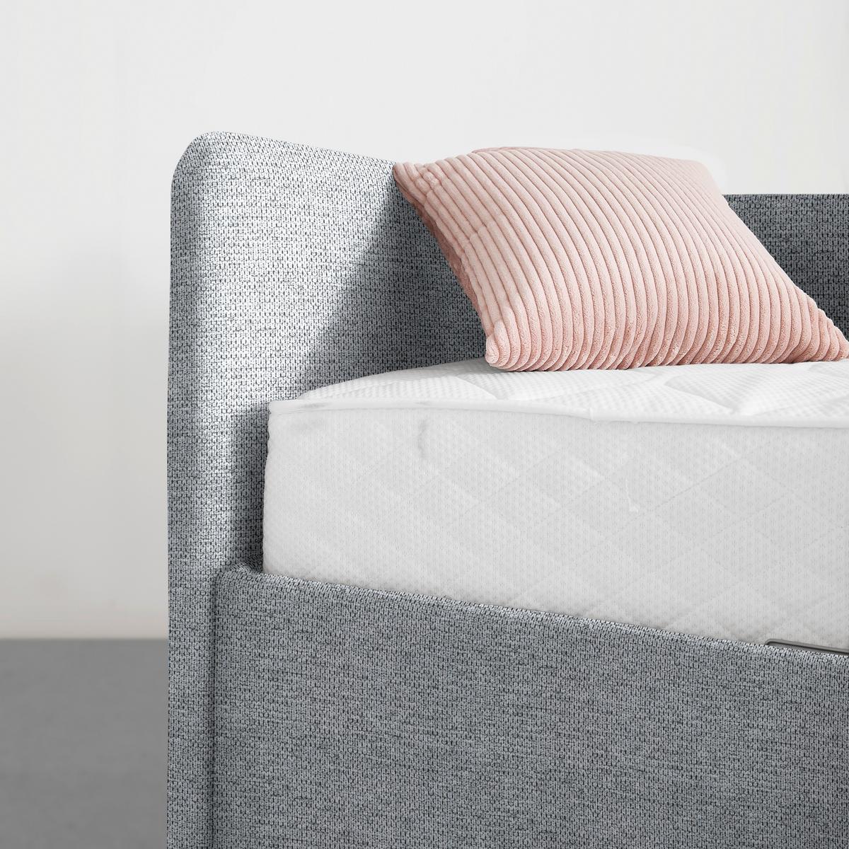 Posteľ Remi s bočnicami 90x200, poťah tmavosivý - prírodná farba/chrómová, Konventionell, drevo/textil (90/200cm) - Based