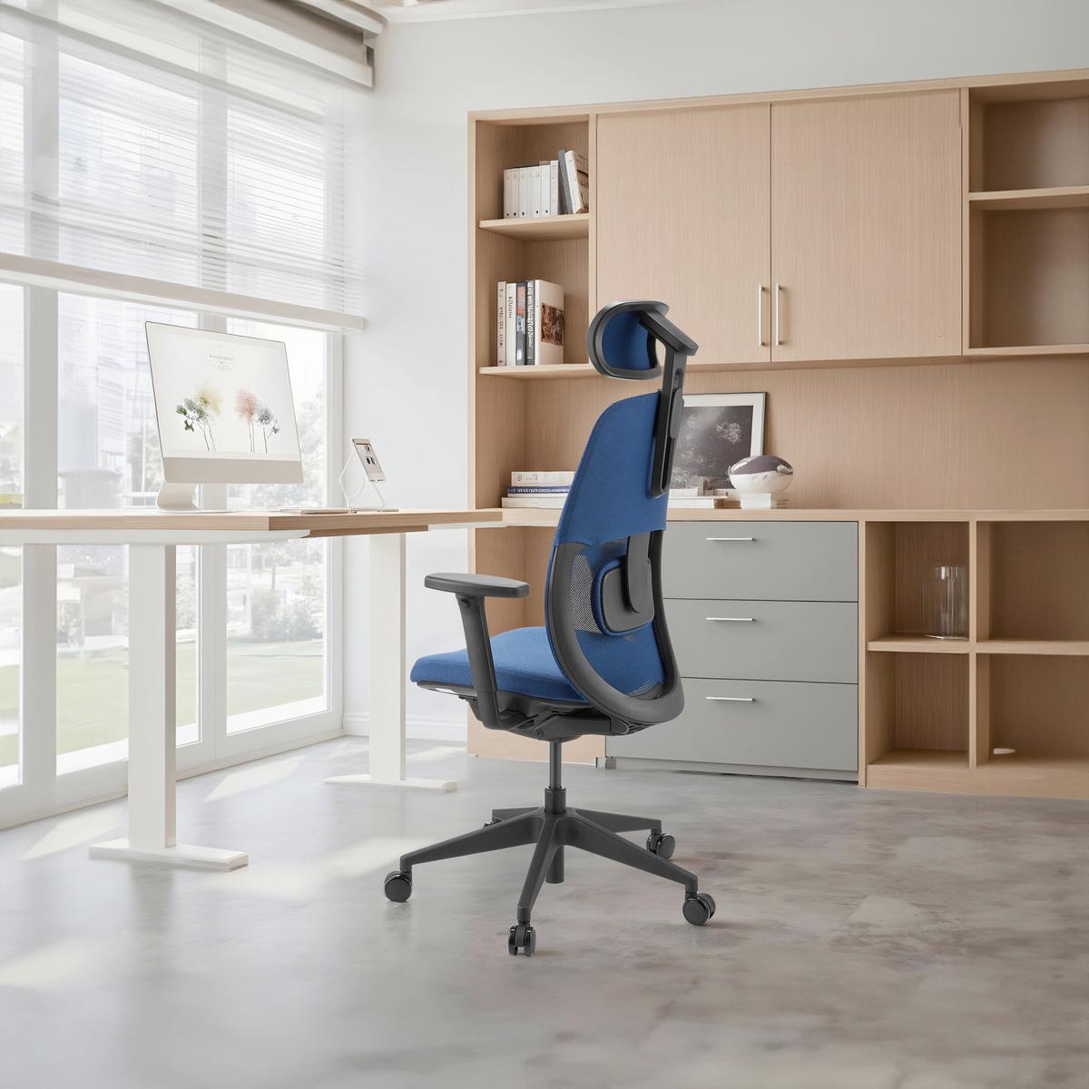 DREHSTUHL Skandis Pro Blau B: 71cm - Blau/Schwarz, MODERN, Kunststoff/Textil (71/131/66cm) - MID.YOU