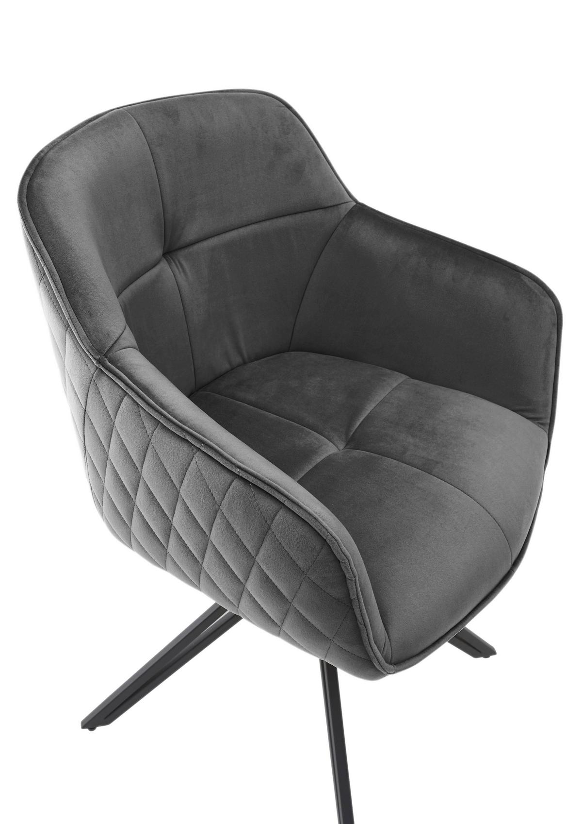 Židle s područkami EMMA, sivá - šedá/černá, Moderní, kov/textil (59/82/62cm) - MID.YOU
