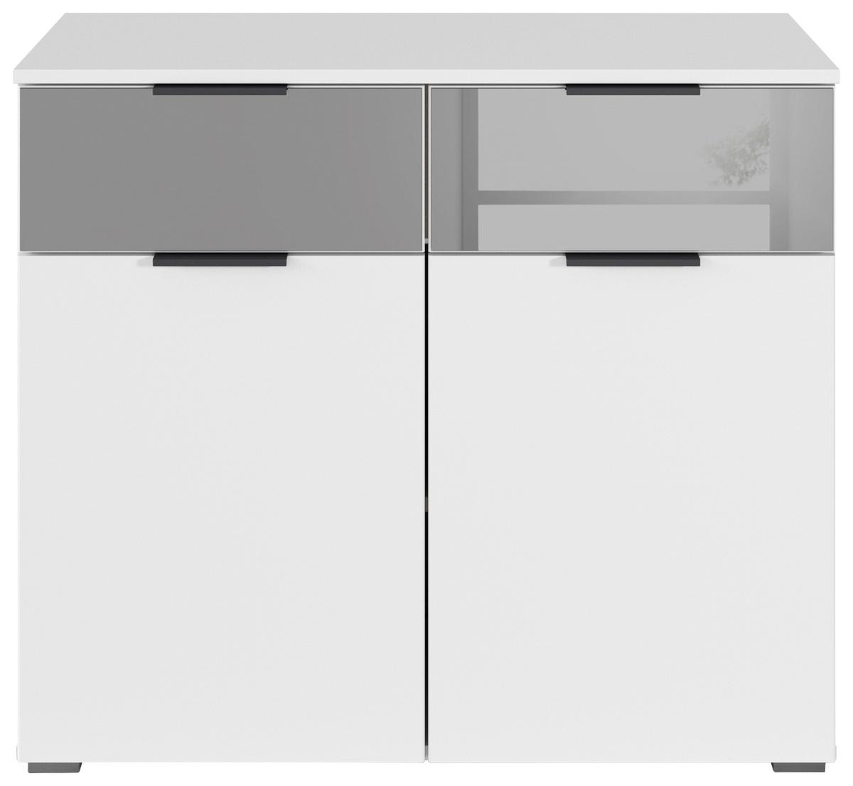 Kommode Skyla weiß, 81 cm - Alufarben/Weiß, MODERN, Glas/Holzwerkstoff (80/81/42cm) - Rauch Möbel