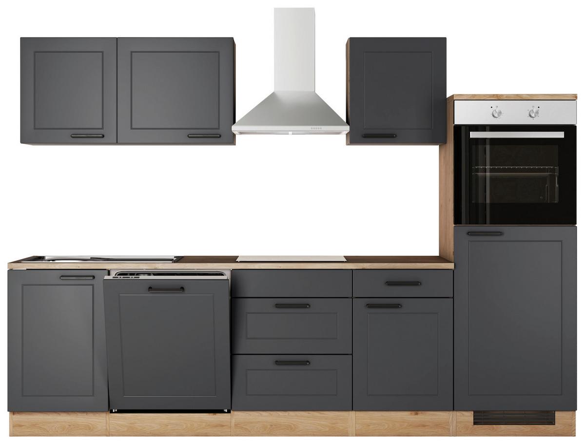 Küchenblock Romeo Eiche/anthrazit B: 280 Cm - Eichefarben/Anthrazit, Basics, Holzwerkstoff (280cm) - FlexWell