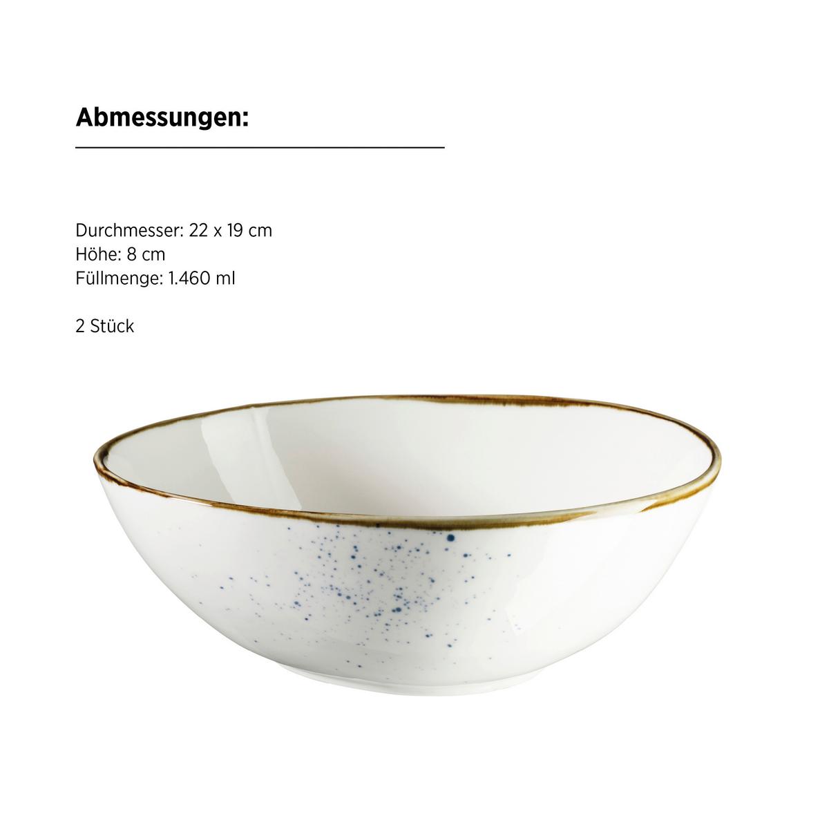 Schüssel Pintar Blau/Beige, 2-teilig - Blau/Beige, Trend, Keramik (22/8/19cm) - Mäser