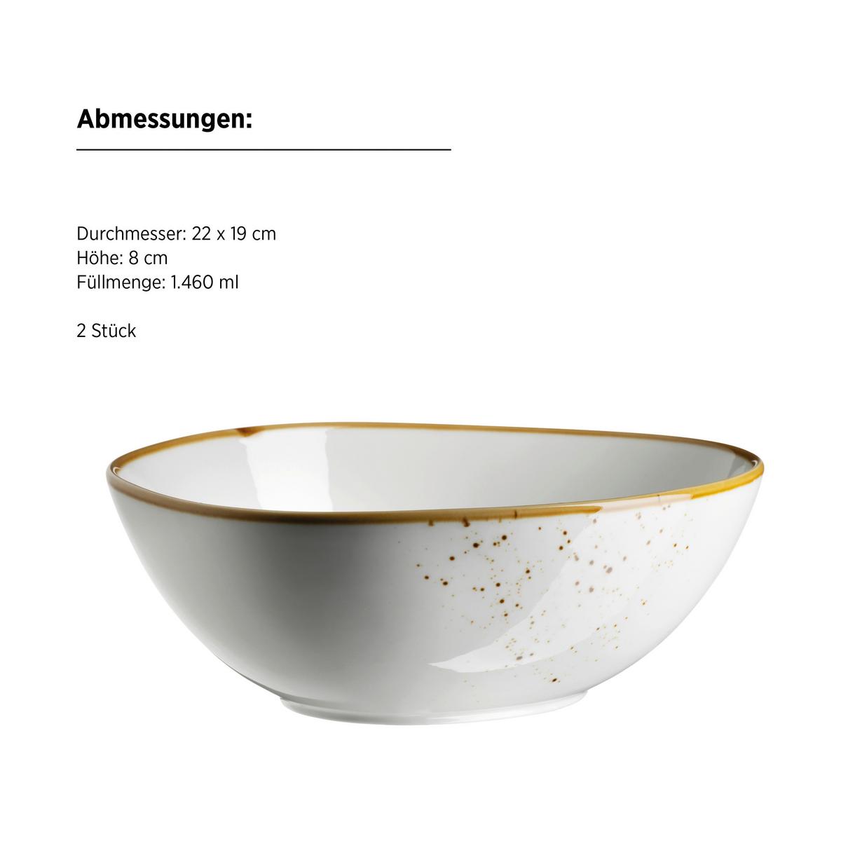 Schüssel Pintar Braun/beige, 2-Teilig - Beige/Braun, Trend, Keramik (22/8/19cm) - Mäser