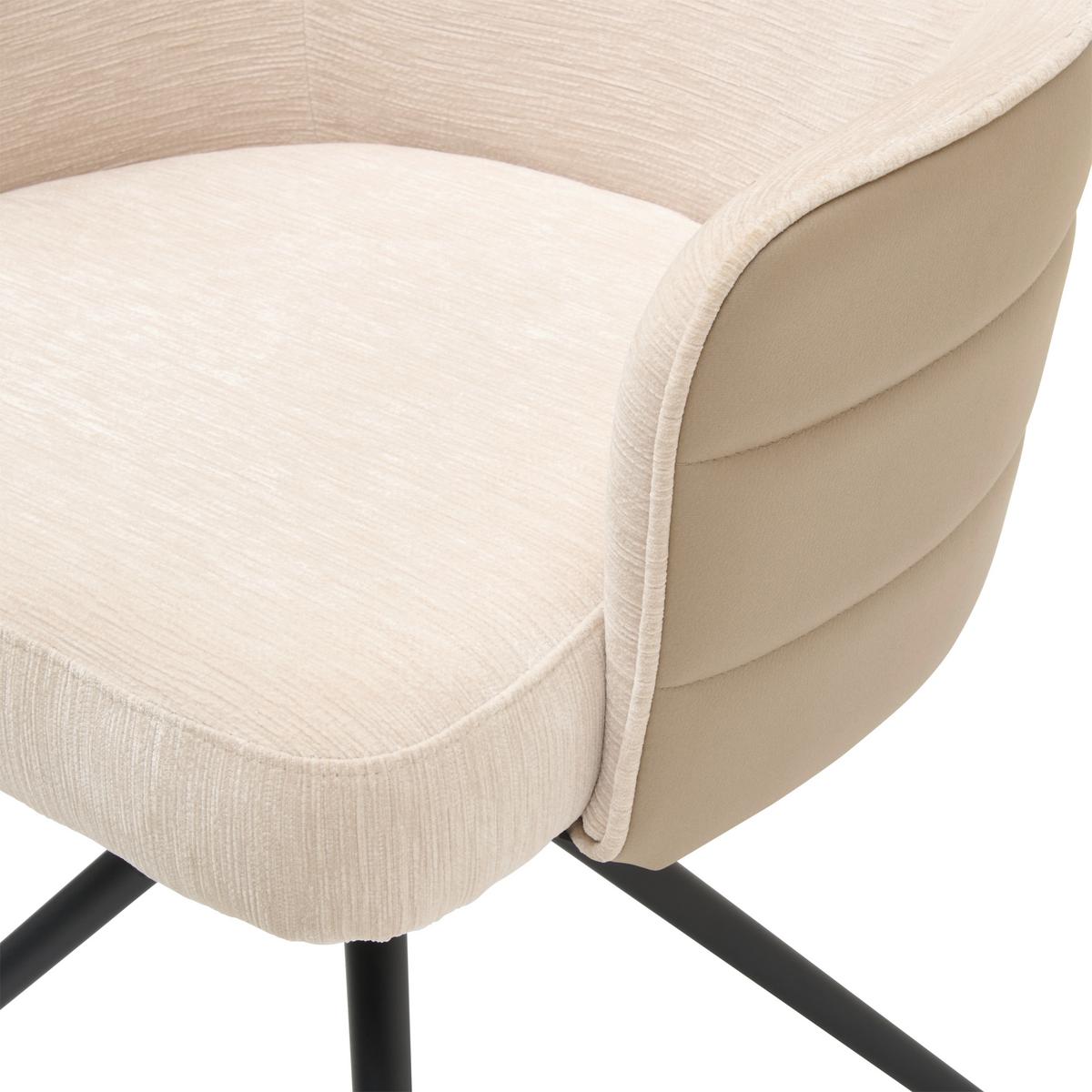 Armlehnstuhl Mia Webstoff Beige, B: 58 cm - Beige/Schwarz, KONVENTIONELL, Textil/Metall (58/82/64cm) - MID.YOU