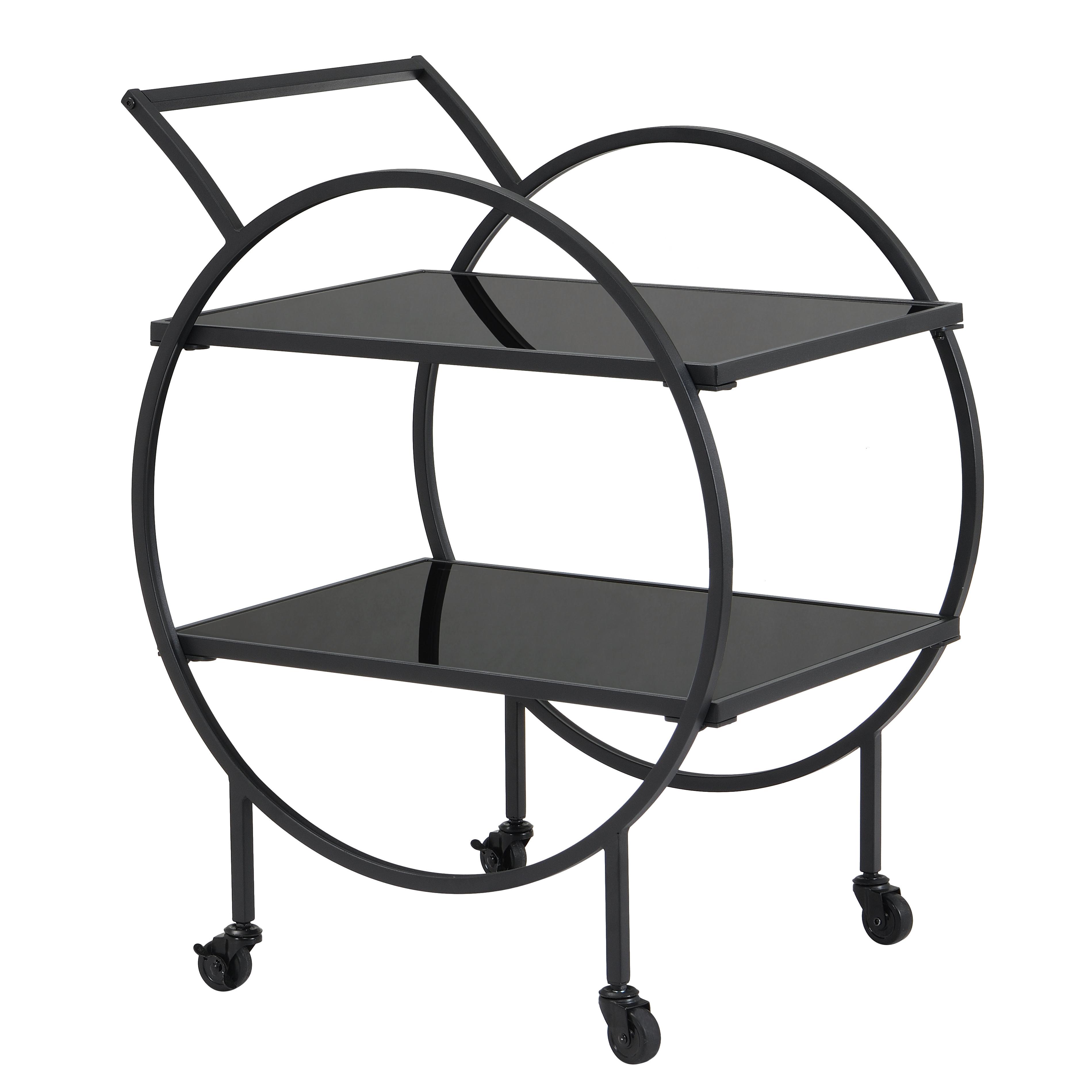 SERVIERWAGEN Schwarz B: 45 cm - Schwarz, Design, Glas/Kunststoff (45/46/83cm) - MID.YOU