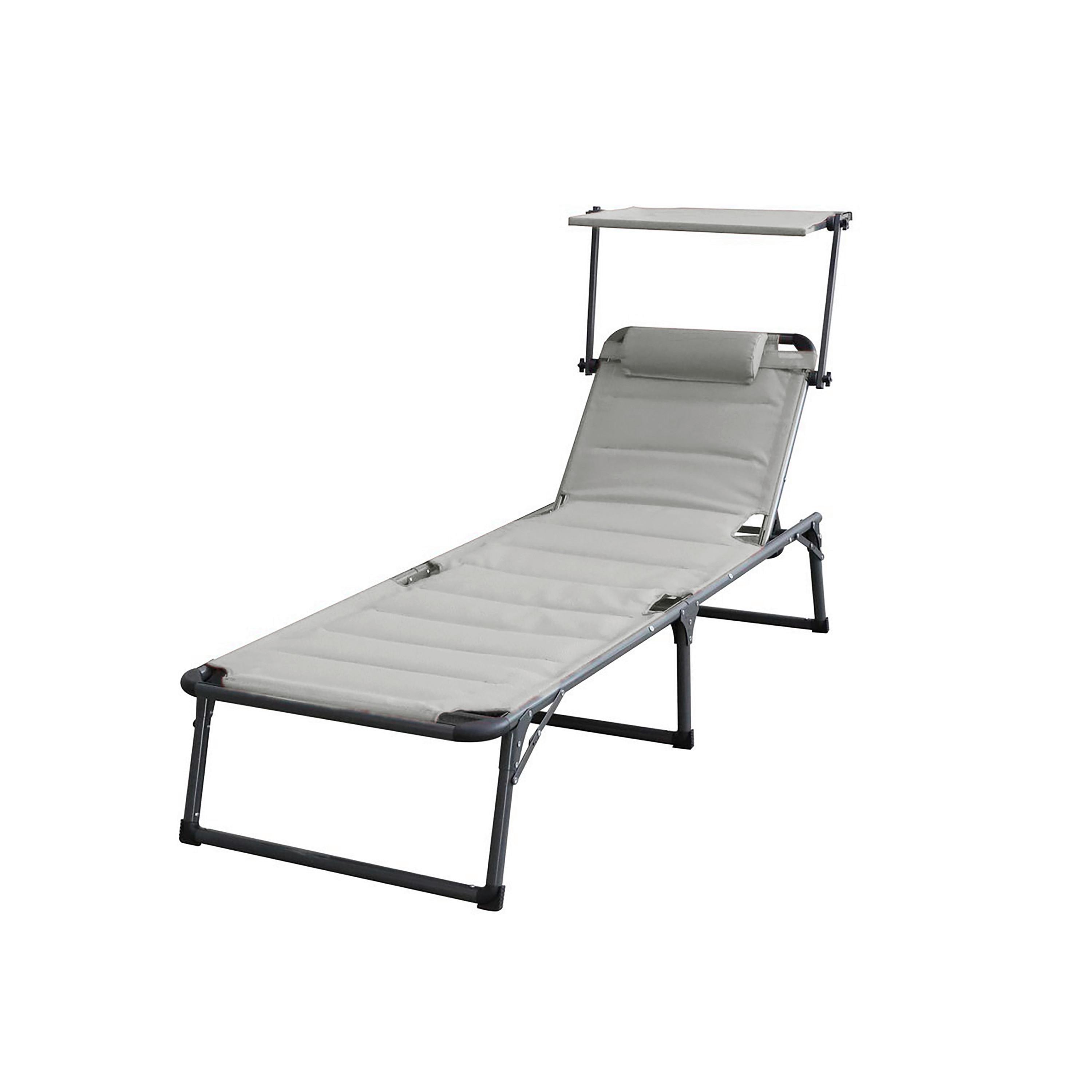 Sonnenliege Ph-Alu-Sl-Grey - Hellgrau, Basics, Kunststoff/Textil (193/32/67cm)