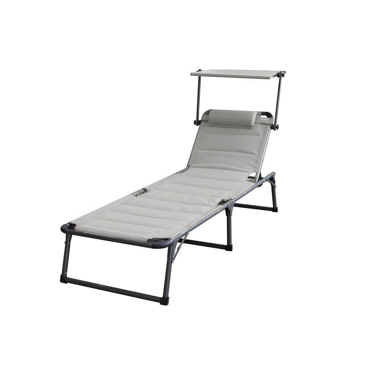 Sonnenliege Ph-Alu-Sl-Grey - Hellgrau, Basics, Kunststoff/Textil (193/32/67cm)