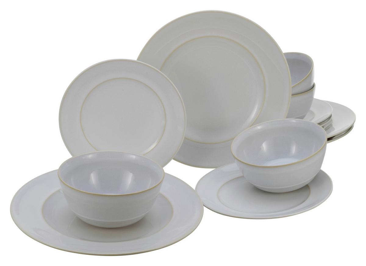 Kombinovaný servis Antique,12 dielny pre 4 osoby - biela, Basics, keramika - Creatable